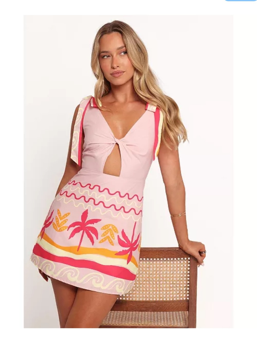 Petal and pup Pink Tropical Tie-Front Mini Dress NWT S